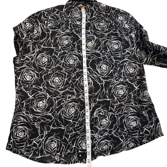 Jones New York Signature Womens Black & White Rose Print Button-Up Shirt XL - Picture 8 of 10